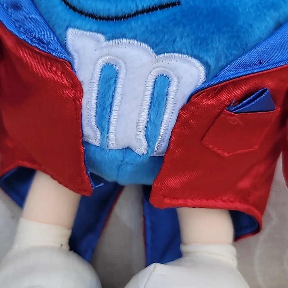 Y2K Rare Toy Blue Red Jacket Glases Big Heart Kids Plush Toy